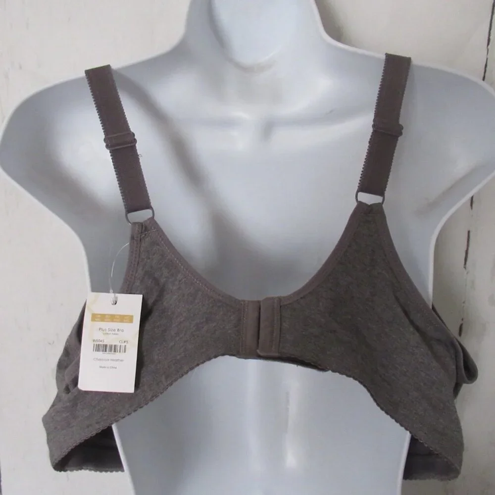 New Delimira Bra 44C Gray‎ Lace Plus Size Back Closure Wire Free Wireless W604S
